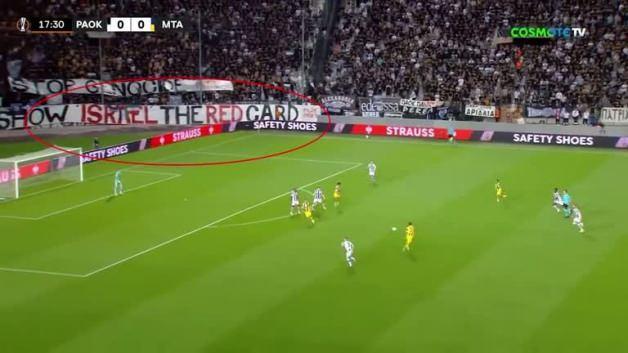 PAOK taraftarları Maccabi maçında Gazze’yi unutmadı!
